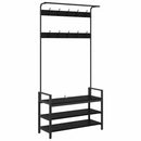 vidaXL Kabáthorog polcokkal Fekete tölgy 95 x 34 x 184 cm Faanyag