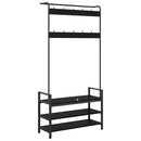 vidaXL Kabáthorog polcokkal Fekete tölgy 95 x 34 x 184 cm Faanyag