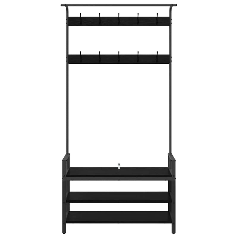 vidaXL Kabáthorog polcokkal Egyéb Musta tammi 95 x 34 x 184 cm Faanyag