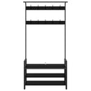 vidaXL Kabáthorog polcokkal Fekete tölgy 95 x 34 x 184 cm Faanyag