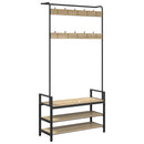 vidaXL Kabáthorog polcokkal Sonoma tölgy 95 x 34 x 184 cm Faanyag