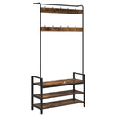 vidaXL Kabáthorog polcokkal Füstölt tölgy 95 x 34 x 184 cm Faanyag