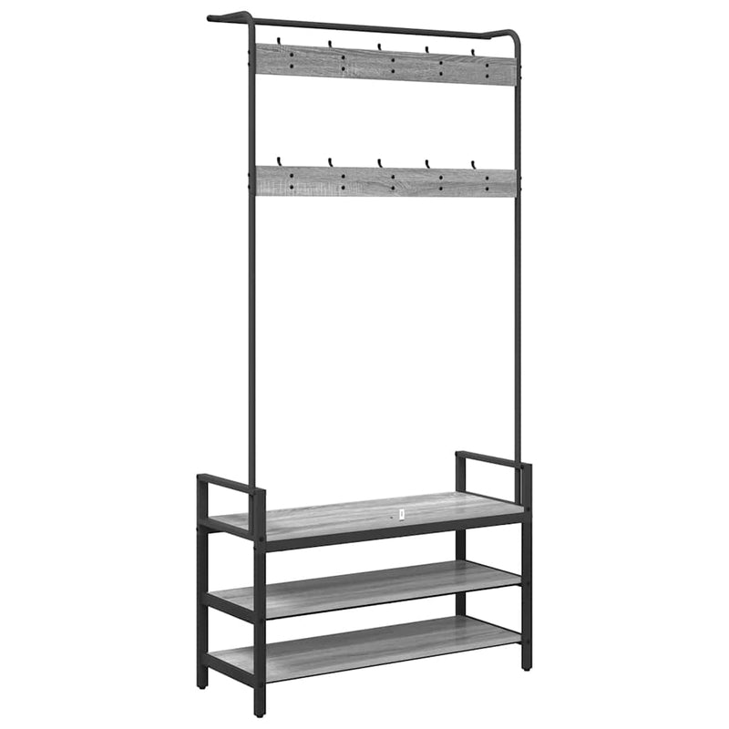 vidaXL Kabáthorog polcokkal Szürke sonoma 95 x 34 x 184 cm Faanyag