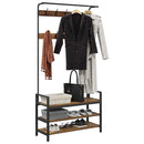 vidaXL Kabáthorog polcokkal tárolóval Öreg fa 95 x 34 x 184 cm Faanyag