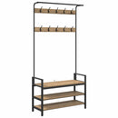 vidaXL Kabáthorog polcokkal kézműves tölgy 95 x 34 x 184 cm Faanyag