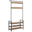 vidaXL Kabáthorog polcokkal Artisan tölgy 95 x 34 x 184 cm Faanyag