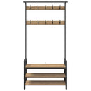 vidaXL Kabáthorog polcokkal Artisan tölgy 95 x 34 x 184 cm Faanyag