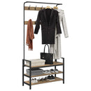 vidaXL Kabáthorog polcokkal kézműves tölgy 95 x 34 x 184 cm Faanyag