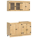 vidaXL Cabinet polcokkal tárolóval SKI 4 pcs Mézes Barna Tömör fenyőfa