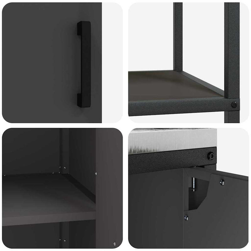 vidaXL Konyhai Tároló Készlet polcokkal 2 pcs Fekete 180 x 50 x 92 cm