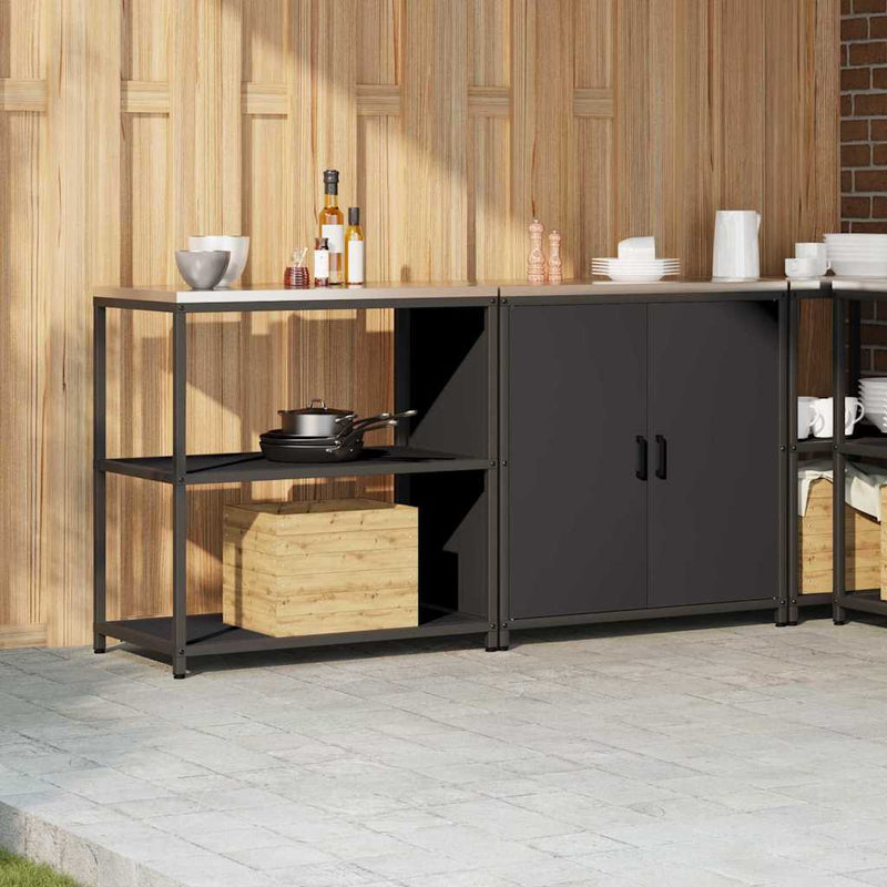 vidaXL Konyhai Tároló Készlet polcokkal 2 pcs Fekete 180 x 50 x 92 cm