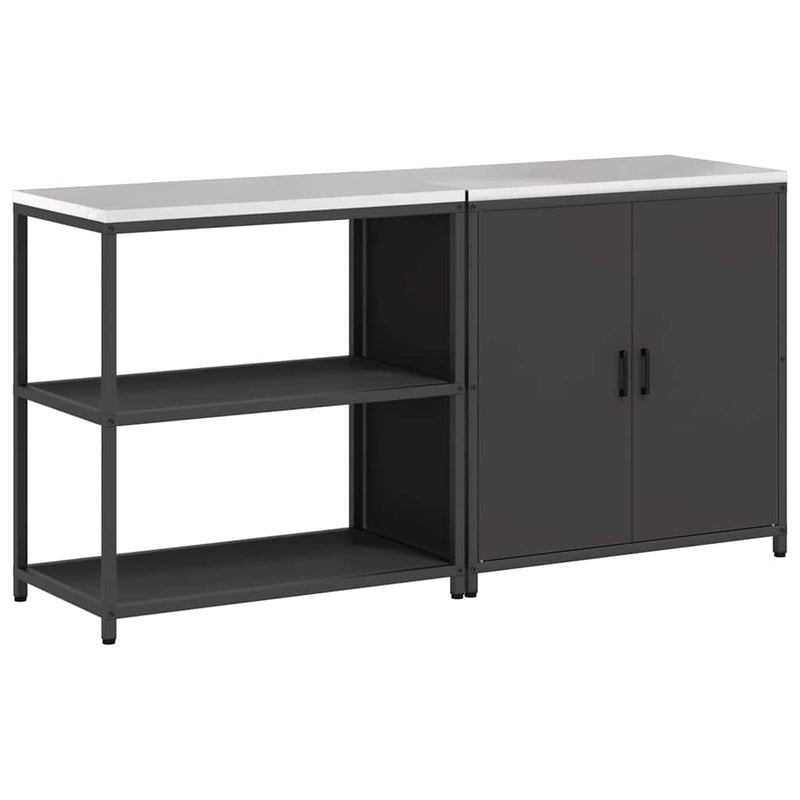 vidaXL Konyhai Tároló Készlet polcokkal 2 pcs Fekete 180 x 50 x 92 cm