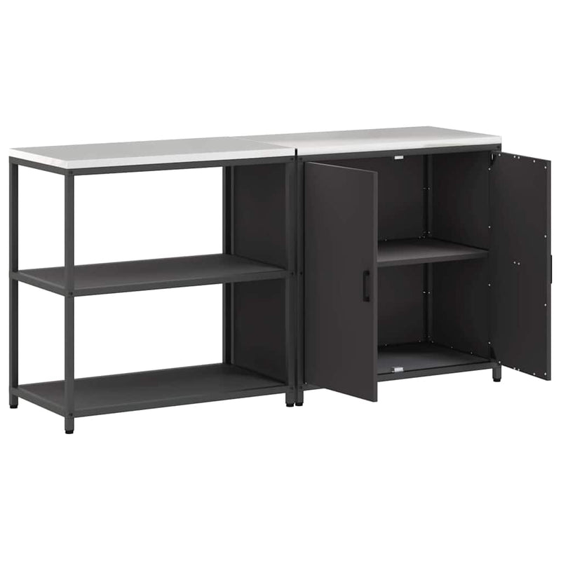 vidaXL Konyhai Tároló Készlet polcokkal 2 pcs Fekete 180 x 50 x 92 cm