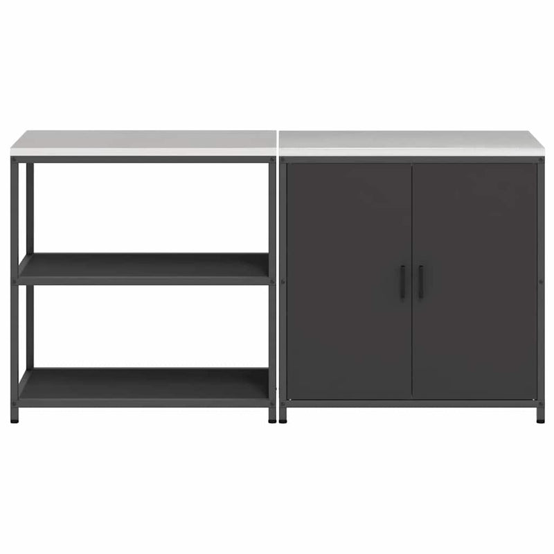 vidaXL Konyhai Tároló Készlet polcokkal 2 pcs Fekete 180 x 50 x 92 cm