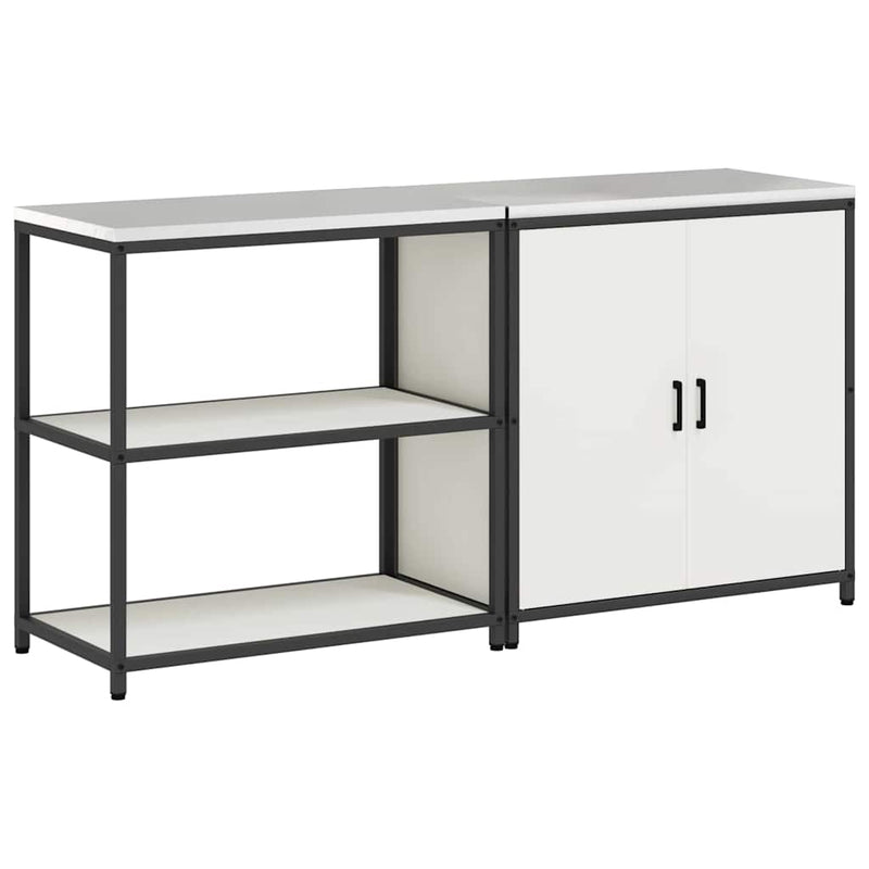 vidaXL Konyhai Tároló Készlet polcokkal tárolóval 2 pcs Fehér Acél