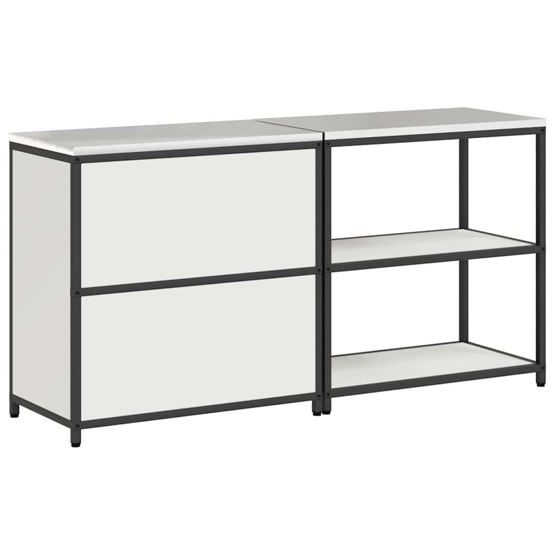 vidaXL Konyhai Tároló Készlet polcokkal tárolóval 2 pcs Fehér Acél