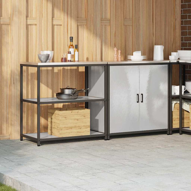 vidaXL Konyhai Tároló Készlet polcokkal tárolóval 2 pcs Ezüst Acél