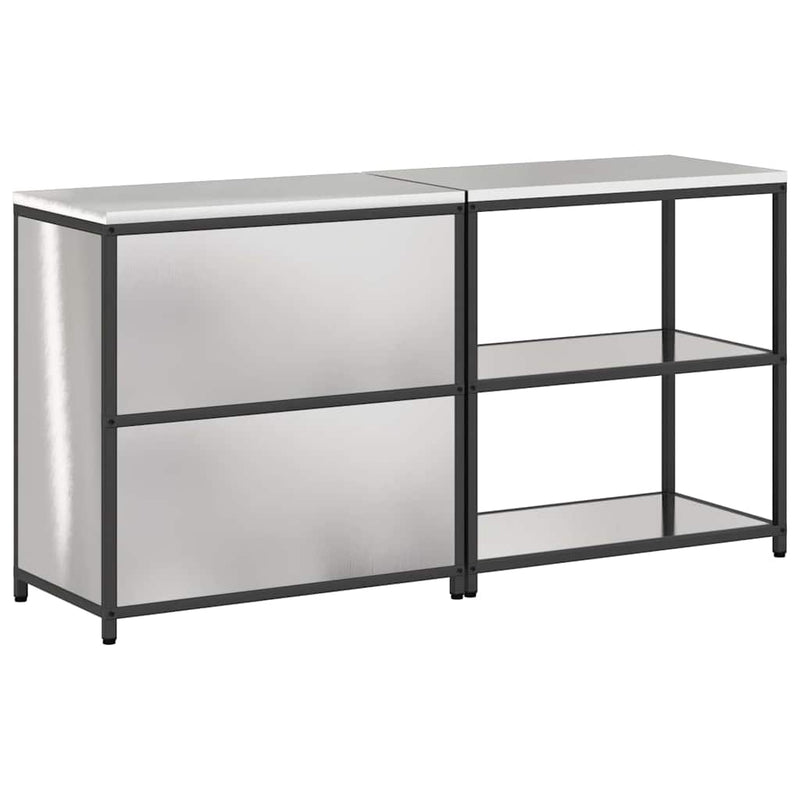 vidaXL Konyhai Tároló Készlet polcokkal tárolóval 2 pcs Ezüst Acél