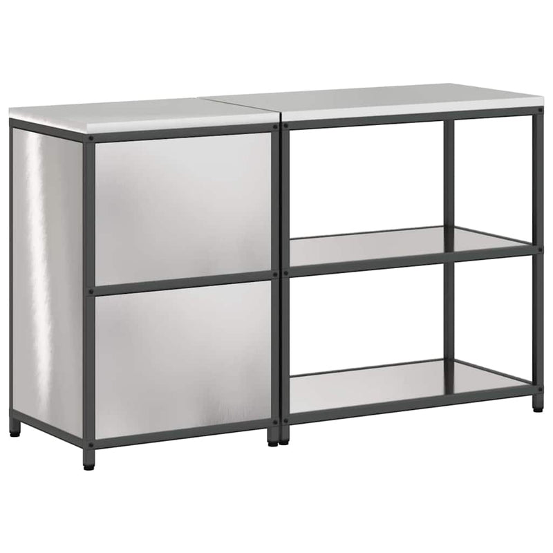 vidaXL Konyhai Tároló Készlet polcokkal 2 pcs Ezüst Rozsdamentes acél