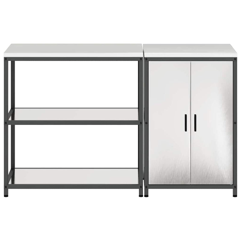 vidaXL Konyhai Tároló Készlet polcokkal 2 pcs Ezüst Rozsdamentes acél