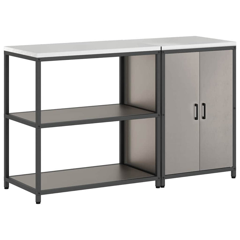 vidaXL Konyhai Tároló Készlet ajtóval 2 pcs Rozsdás időjárásálló acél