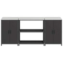 vidaXL Konyhai Tároló Készlet polcokkal tárolóval 3 pcs Fekete Acél