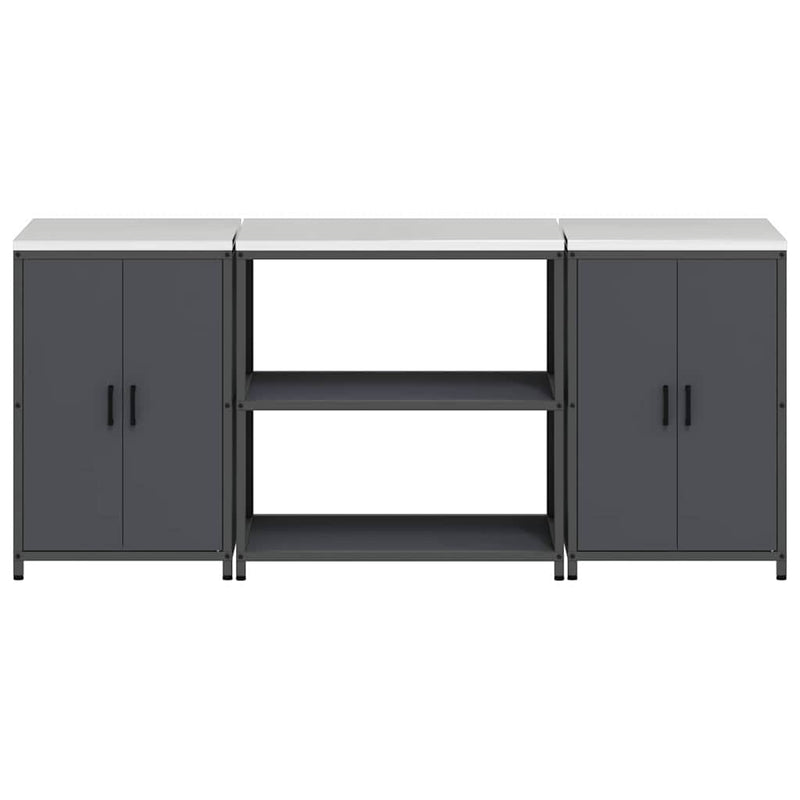 vidaXL Konyhai Tároló Készlet polcokkal tárolóval 3 pcs Antracit Acél