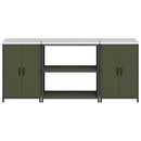 vidaXL Konyhai Tároló Készlet polcokkal tárolóval 3 pcs Olajzöld Acél