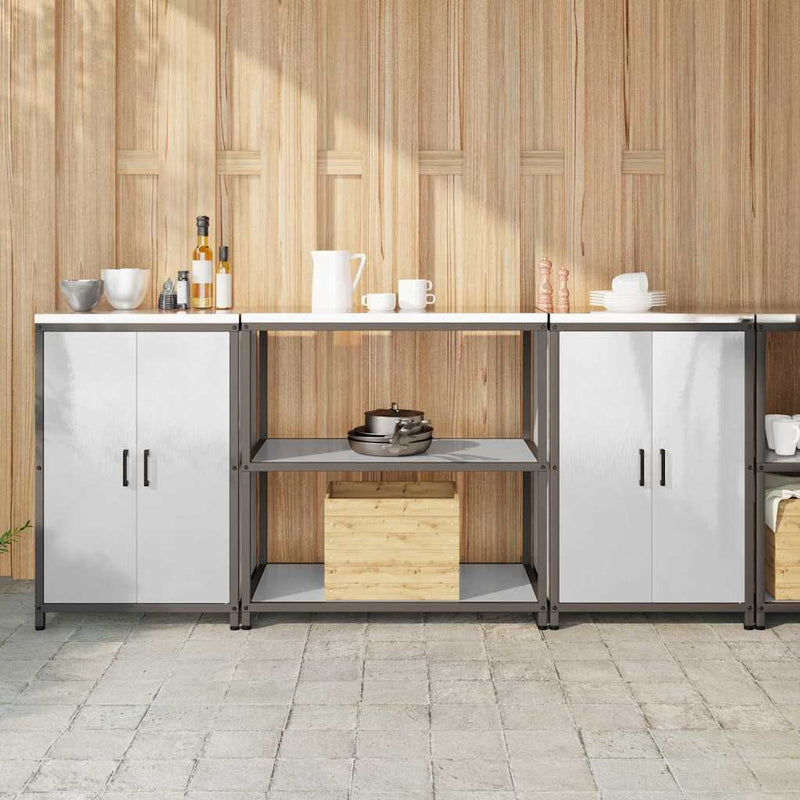 vidaXL Konyhai Tároló Készlet polcokkal tárolóval 3 pcs Ezüst Acél