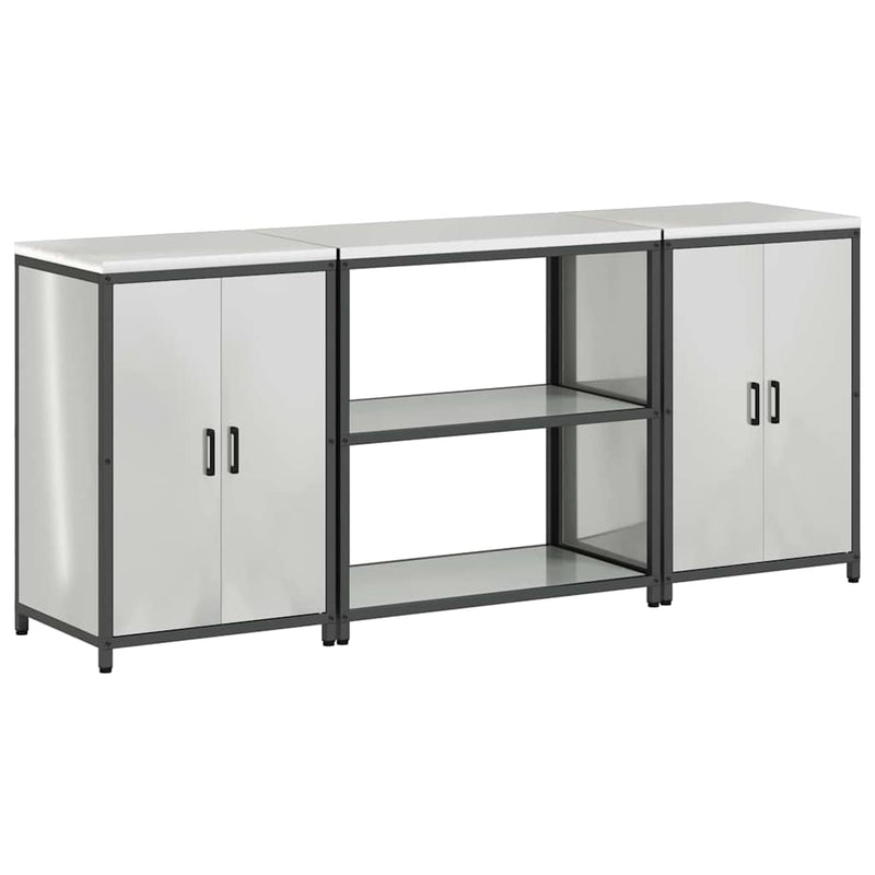 vidaXL Konyhai Tároló Készlet polcokkal tárolóval 3 pcs Ezüst Acél