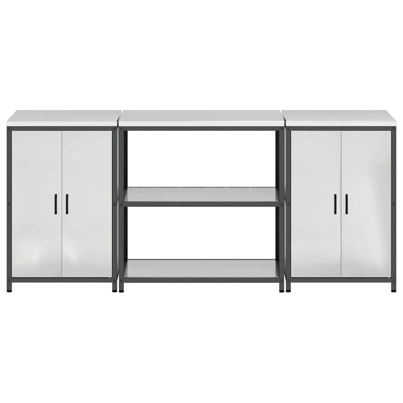 vidaXL Konyhai Tároló Készlet polcokkal tárolóval 3 pcs Ezüst Acél