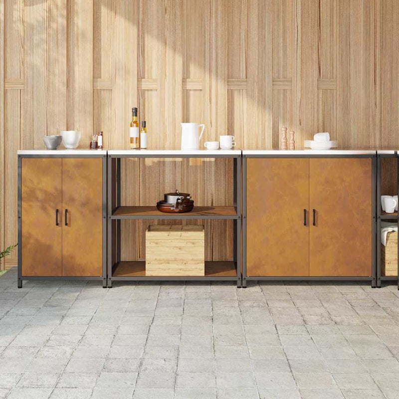 vidaXL Konyhai Tároló Készlet polcokkal Egyéb 3 pcs Rozsdás Acél