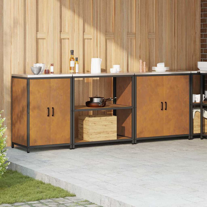 vidaXL Konyhai Tároló Készlet polcokkal Egyéb 3 pcs Rozsdás Acél