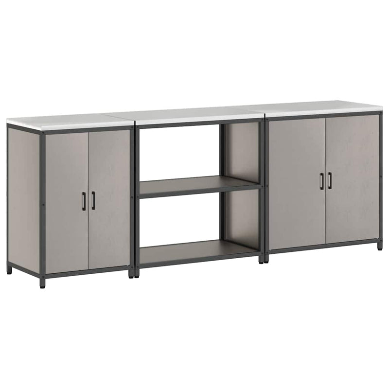 vidaXL Konyhai Tároló Készlet polcokkal Egyéb 3 pcs Rozsdás Acél