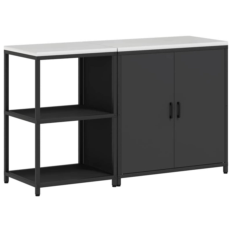 vidaXL Konyhai Tároló Készlet polcokkal tárolóval 2 pcs Fekete Acél