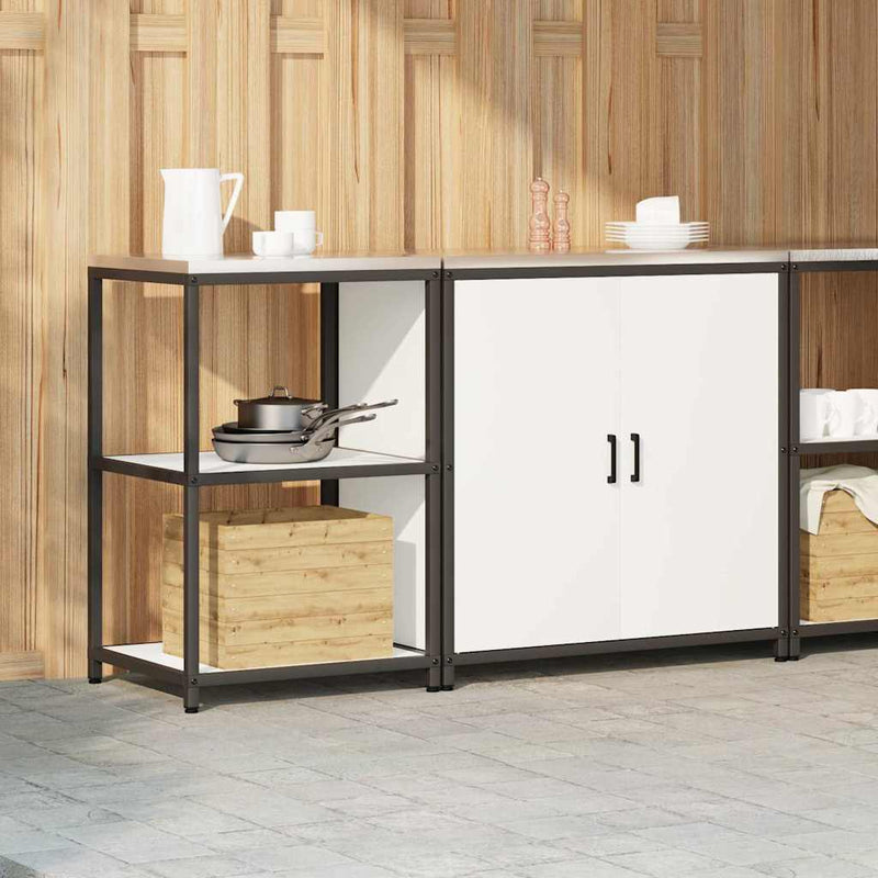 vidaXL Konyhai Tároló Készlet polcokkal tárolóval 2 pcs Fehér Acél