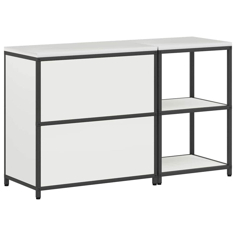 vidaXL Konyhai Tároló Készlet polcokkal tárolóval 2 pcs Fehér Acél