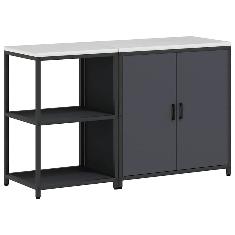 vidaXL Konyhai Tároló Készlet polcokkal tárolóval 2 pcs Antracit Acél