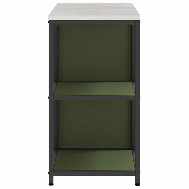 vidaXL Konyhai Tároló Készlet polcokkal tárolóval 2 pcs Olajzöld Acél