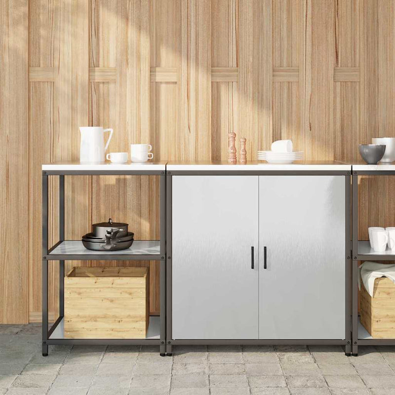 vidaXL Konyhai Tároló Készlet polcokkal tárolóval 2 pcs Ezüst Acél