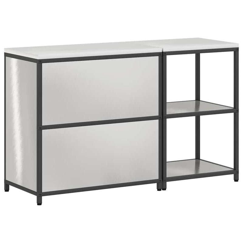 vidaXL Konyhai Tároló Készlet polcokkal tárolóval 2 pcs Ezüst Acél