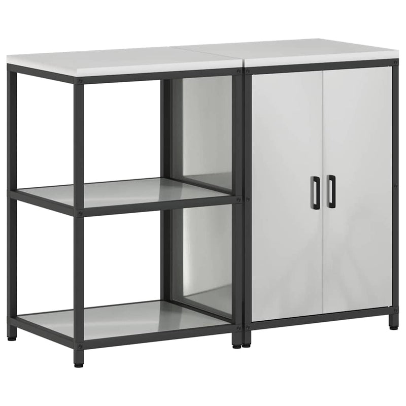 vidaXL Konyhai Tároló Készlet polcokkal 2 pcs Ezüst Horganyzott acél