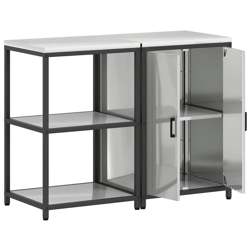 vidaXL Konyhai Tároló Készlet polcokkal 2 pcs Ezüst Horganyzott acél