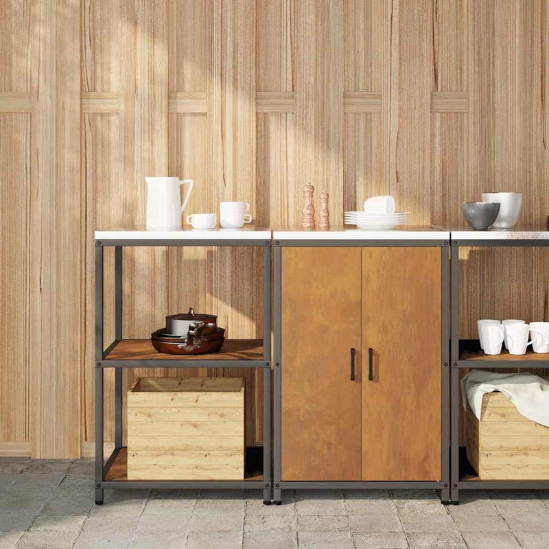 vidaXL Konyhai Tároló Készlet ajtóval 2 pcs Rozsdás időjárásálló acél