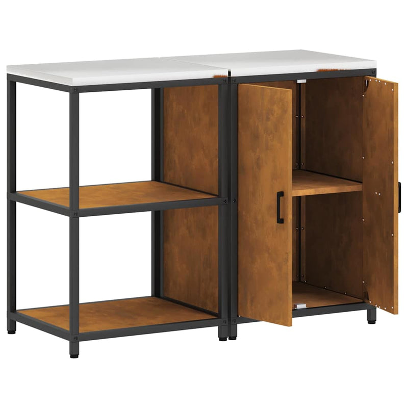 vidaXL Konyhai Tároló Készlet ajtóval 2 pcs Rozsdás időjárásálló acél