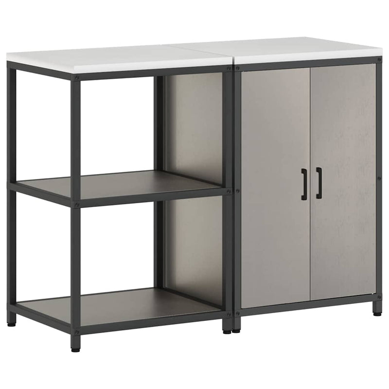 vidaXL Konyhai Tároló Készlet ajtóval 2 pcs Rozsdás időjárásálló acél