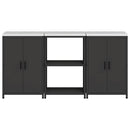 vidaXL Konyhai Tároló Készlet polcokkal tárolóval 3 pcs Fekete Acél