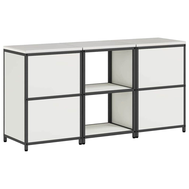 vidaXL Konyhai Tároló Készlet polcokkal tárolóval 3 pcs Fehér Acél