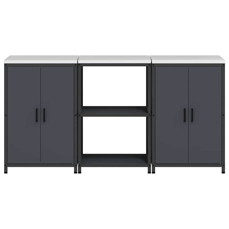 vidaXL Konyhai Tároló Készlet polcokkal tárolóval 3 pcs Antracit Acél