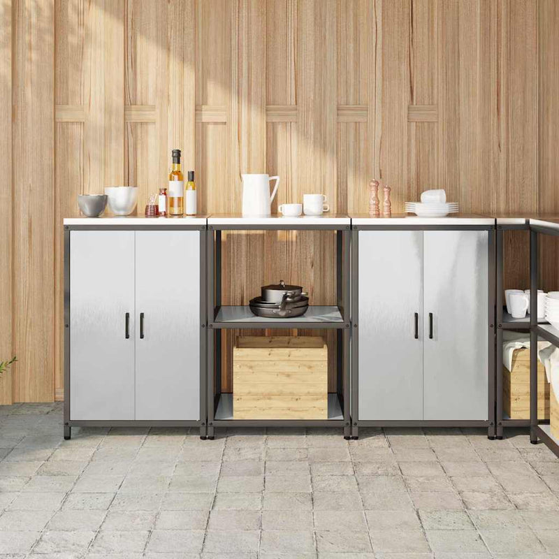 vidaXL Konyhai Tároló Készlet polcokkal tárolóval 3 pcs Ezüst Acél